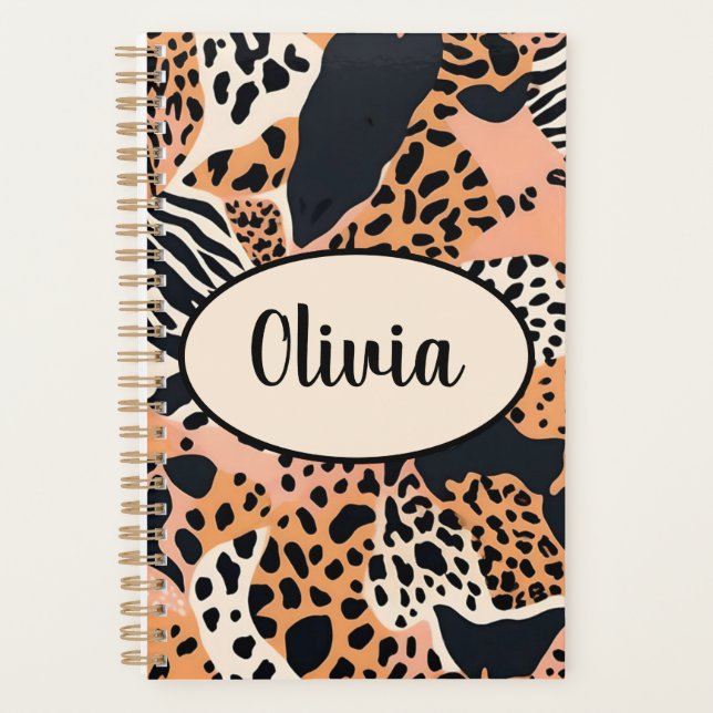 Personalized Cheetah and Zebra Print Planner (Front)
