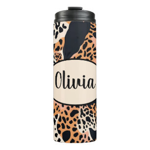 Personalized Cheetah and Zebra Print Thermal Tumbler