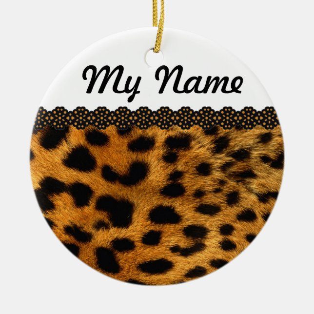 Personalized Cheetah Ceramic Ornament (Front)