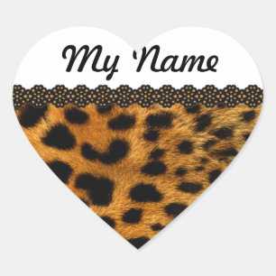 Personalized Cheetah Heart Sticker