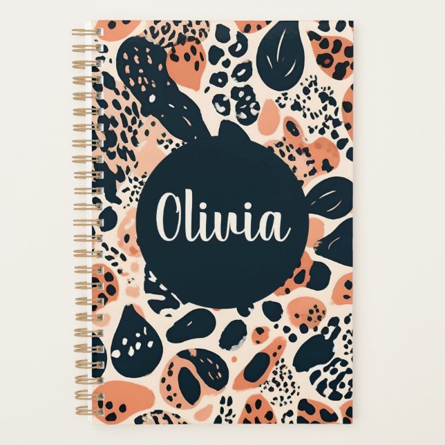 Personalized Cheetah Leopard Animal Print Planner (Front)