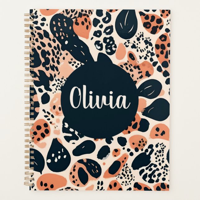 Personalized Cheetah Leopard Animal Print Planner (Front)