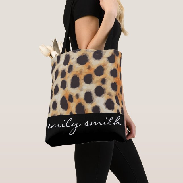 Personalized Cheetah Pattern Tote Bag (Close Up)