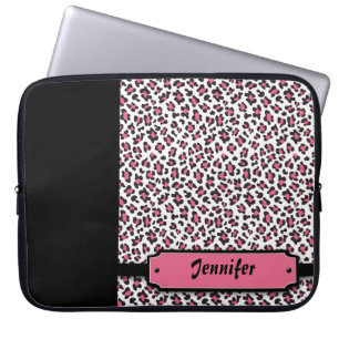 Personalized cheetah print pink laptop sleeve