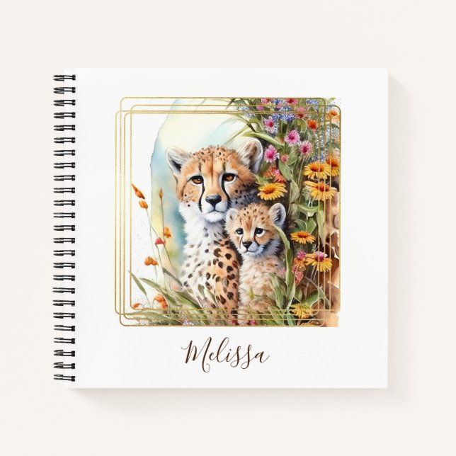 Personalized Cheetah School Office Notebook Gift (Front)
