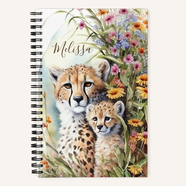 Personalized Cheetah School Office Notebook Gift (Front)