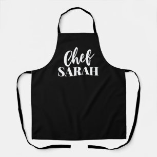 Personalized Chef Apron   Modern Elegant Black