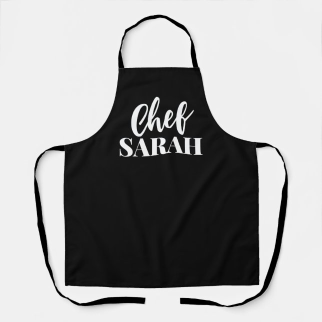 Personalized Chef Apron | Modern Elegant Black (Front)