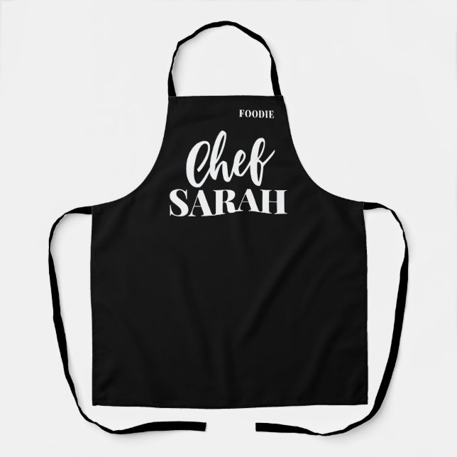 Personalized Chef Apron | Modern Foodie Black (Front)