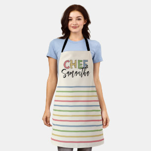 Personalized Chef Colourful Stripes Cute Gift Apron