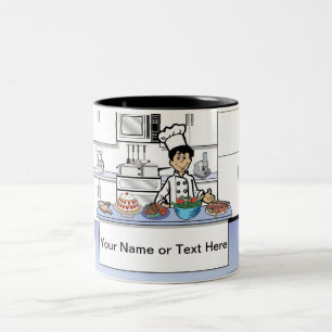 Personalized Chef, Cook - Male Cartoon Two-Tone Coffee Mug