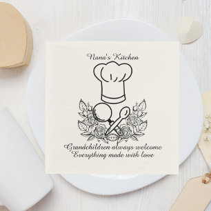 Personalized chef grandma floral mother's day napkin