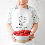 Personalized Chef Hat Kids Apron<br><div class="desc">This personalized apron is for the little chef who likes to help out in the kitchen or at the barbecue grill. It features an illustration of a classic chef's hat with the word "Chef" in script. Customize it with the child's name below in sans serif font.</div>