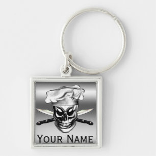 Personalized Chef Skull Keychain