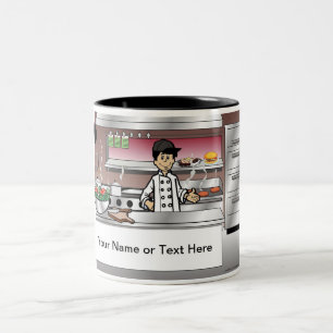 Personalized Chef, with hat - Male Cartoon Two-Tone Coffee Mug