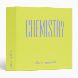Personalized Chemistry Chartreuse School Subject Binder