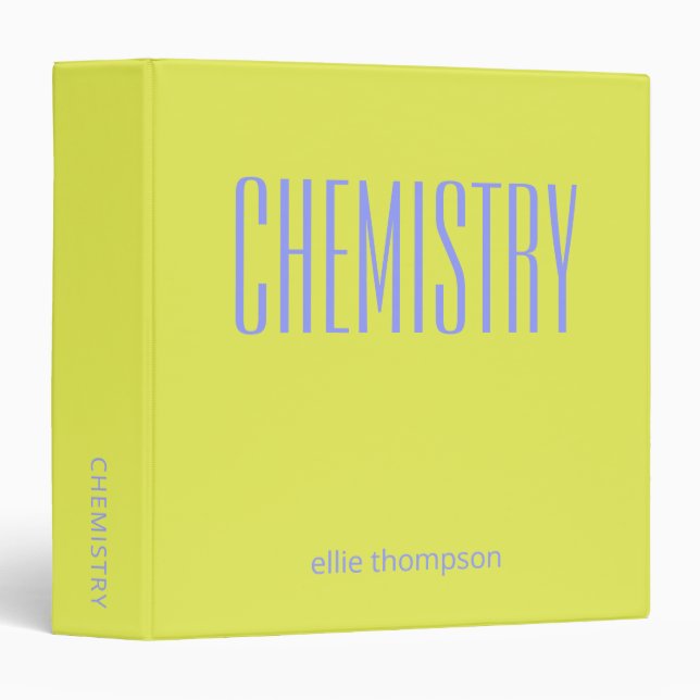 Personalized Chemistry Chartreuse School Subject Binder (Front/Spine)
