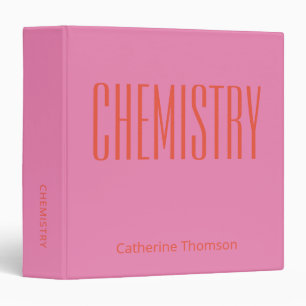 Personalized Chemistry Pink Orange School Subject Binder