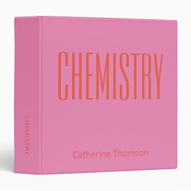 Personalized Chemistry Pink Orange School Subject Binder (Front/Spine)