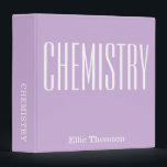 Personalized Chemistry Purple School Subject Binder<br><div class="desc">Personalized Chemistry Lavender Purple School Subject Binder - name and subject can be changed.</div>