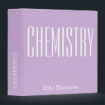 Personalized Chemistry Purple School Subject Binder<br><div class="desc">Personalized Chemistry Lavender Purple School Subject Binder - name and subject can be changed.</div>