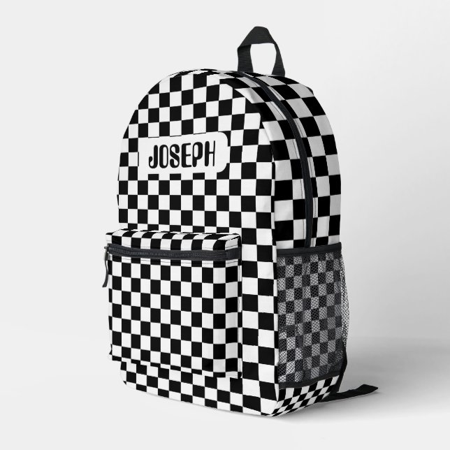 Personalized Chequerboard Backpack for Kids (Back Corner Right)