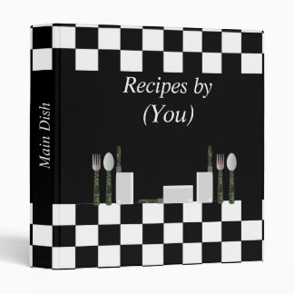 Personalized Chequerboard Black and White Cookbook Binder