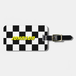 Personalized chequered flag travel luggage tag