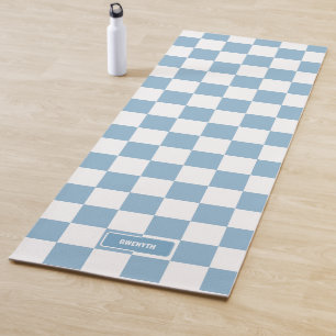 Personalized Chequered Iris Baby Blue Yoga Mat