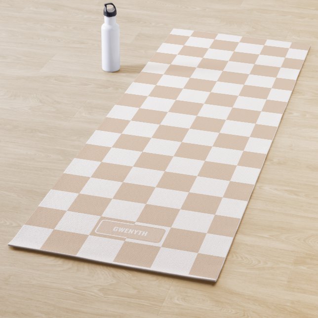 Personalized Chequered Light Neutral Yoga Mat (In Situ)