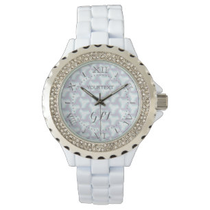 Personalized Chequered Mother of Pearl Style Dial Watch