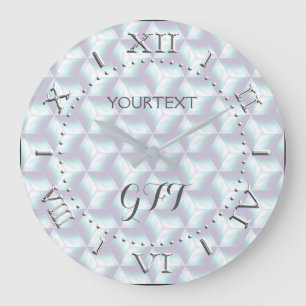 Personalized Chequered Mother of Pearl Style on a Large Clock