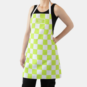Personalized Chequered Neon Lime Green Highlighter Apron