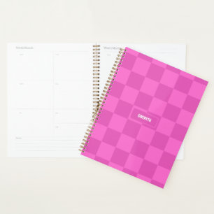 Personalized Chequered Neon Pink Highlighter Planner