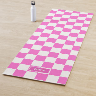 Personalized Chequered Neon Pink Highlighter Yoga Mat