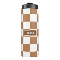 Personalized Chequered Neutral Cognac Camel