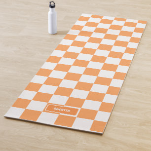Personalized Chequered Orange Highlighter Yoga Mat