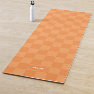 Personalized Chequered Orange Highlighter Yoga Mat