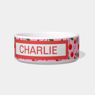 personalized Cherries Dog Bowl