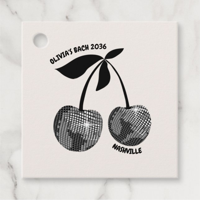 Personalized Cherry Bachelorette Candle Favour Tag (Front)