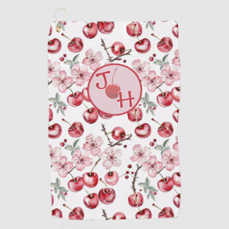 Personalized Cherry Blossom and Monogram Golf Towel