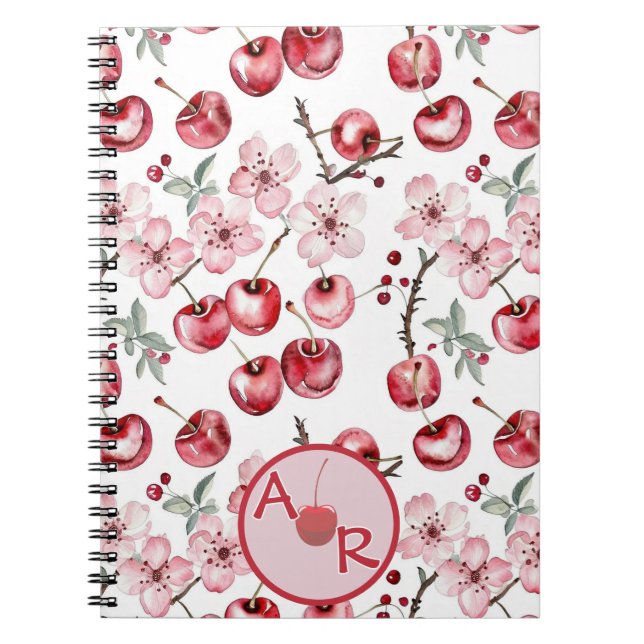 Personalized Cherry Blossom and Monogram Notebook (Front)