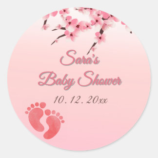 Personalized Cherry Blossom Baby Shower  Classic Round Sticker