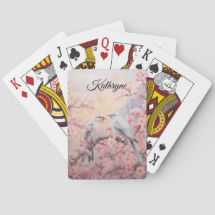 Personalized Cherry Blossom Bird  Playing Cards