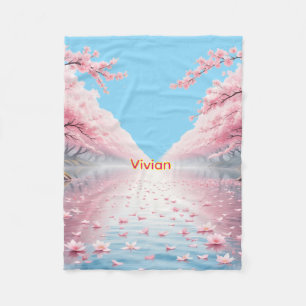 Personalized Cherry Blossom Canal Blanket