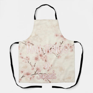 Personalized Cherry Blossom Chinoiserie Mahjong Apron