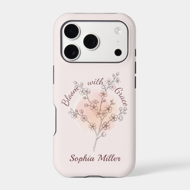 Personalized Cherry Blossom Custom Name Floral (Back)