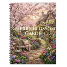 Personalized Cherry Blossom Garden Spiral Notebook