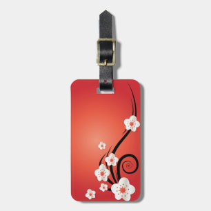 Personalized Cherry Blossom Luggage Tag w/ leather