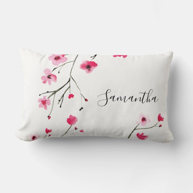 Personalized, Cherry Blossom, Name Lumbar Pillow (Front)